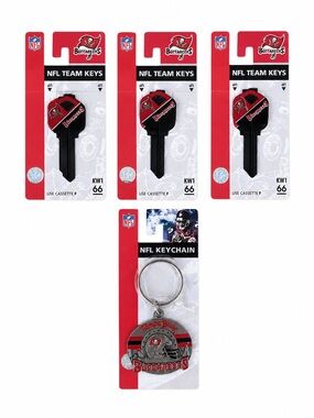 3-Tampa Bay Buccaneers Officially Licensed House Key, Blank KW1 66 Kwik-Keychain